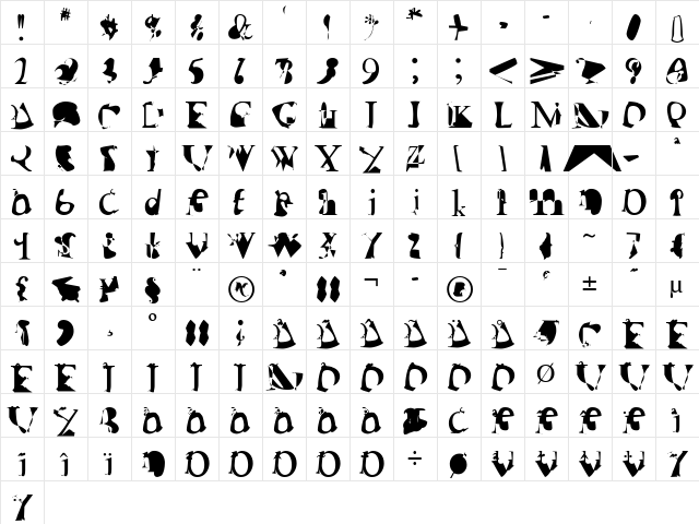 Times112-Plain Plain  glyph index