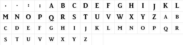 CaddySCapsSSK Bold  glyph index