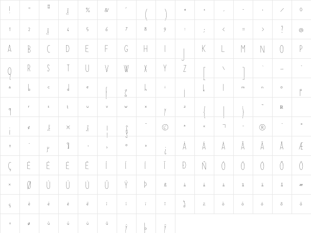 Hopefulgiraffe Demo Demo  glyph index