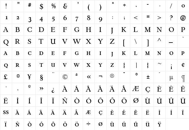 ErasmusMediumExpert Regular  glyph index