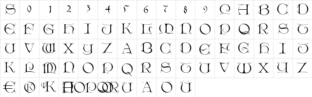 LightUnciale Regular  glyph index