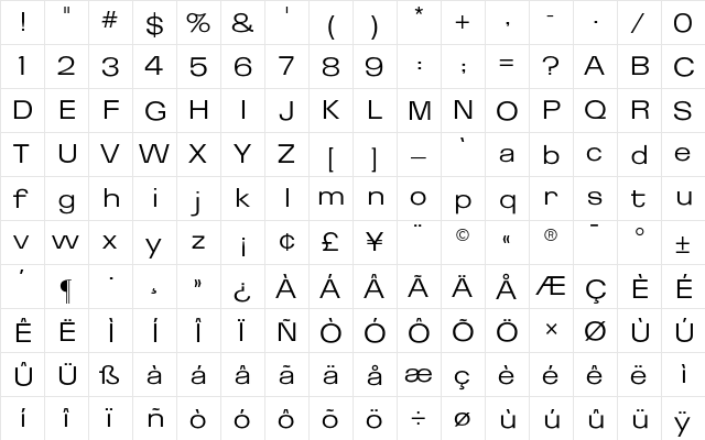 Brazilia Three CG Regular  glyph index