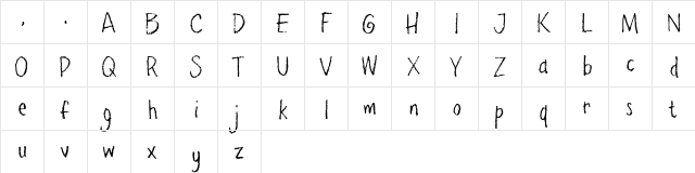 pencilPete FONT Regular  glyph index