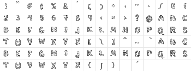 Hairline Regular  glyph index