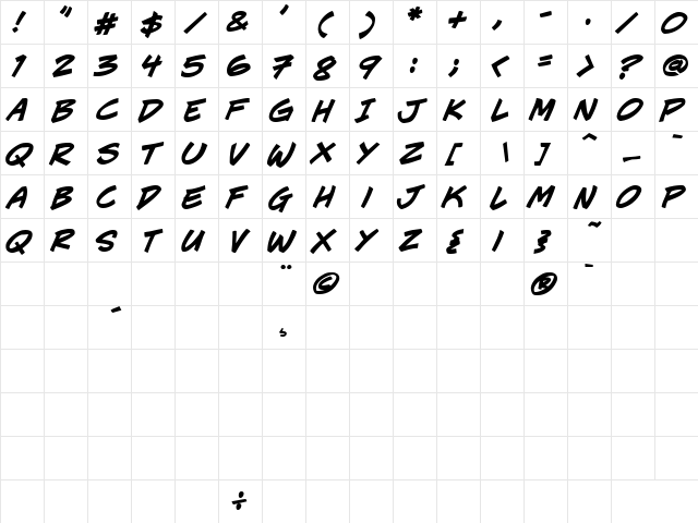 CCJeffCampbell BoldItalic  glyph index