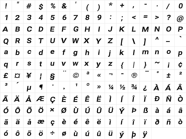 Asimov EdgeWideIt  glyph index