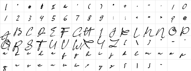 Prewedding Regular  glyph index