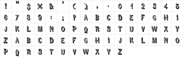 RusticBlackShadow Regular  glyph index