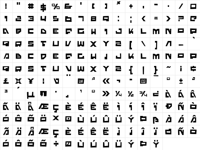 Trajia Trash Trash  glyph index