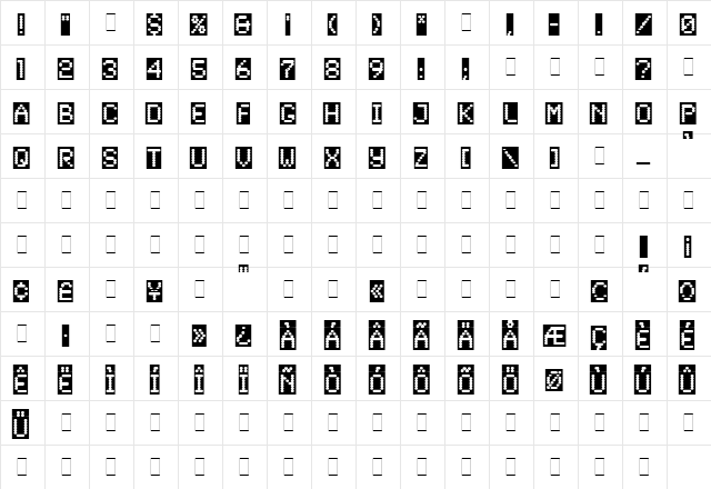 SynchroReversed Plain  glyph index