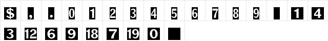 FigureSquare Regular  glyph index