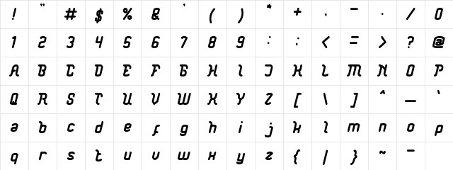 Big Mountain-Light Regular  glyph index