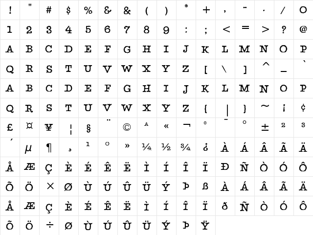 Static ITC Medium  glyph index