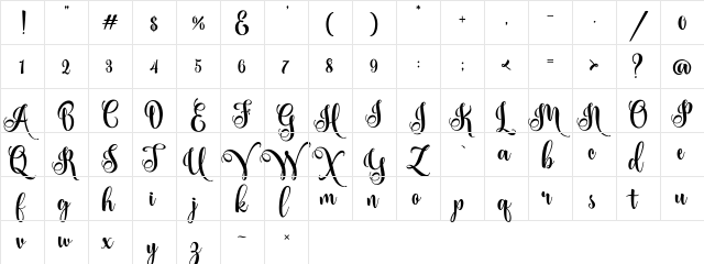 Ardilla Personal Use Regular  glyph index