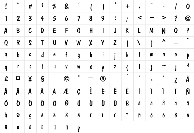 LHF Brough Superior Regular  glyph index