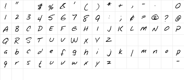 Notepad Regular  glyph index