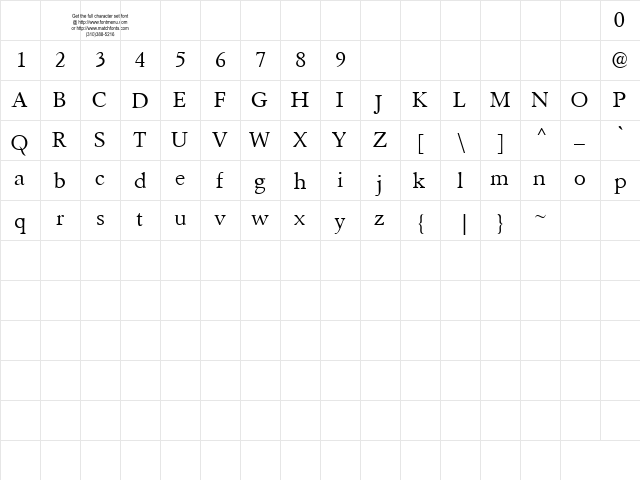 Parlante Tryout Regular  glyph index