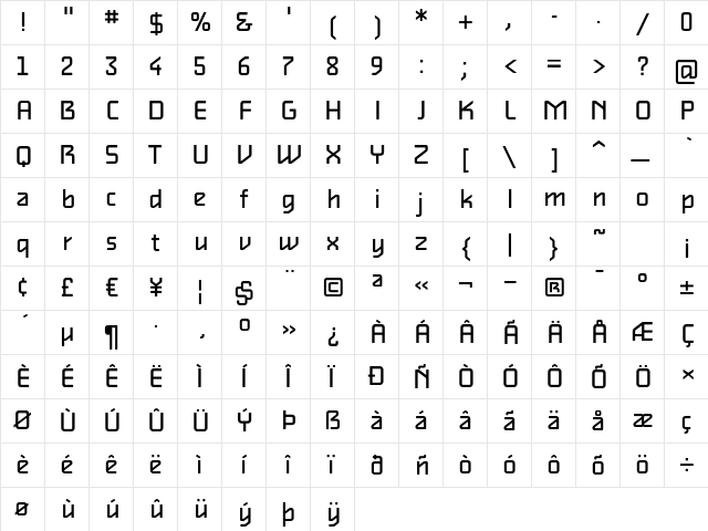 Alphaville Regular  glyph index