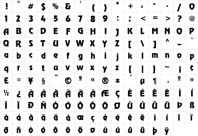 Announce Regular  glyph index