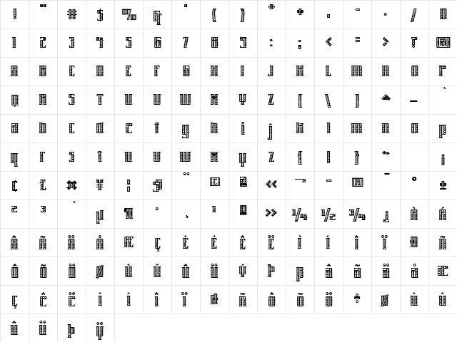 Farrier ICG Shaded  glyph index