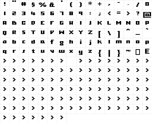 00Geometrix Bold  glyph index