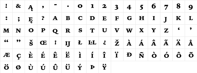 Bitstream Iowan Old Style Black Small Cap  glyph index