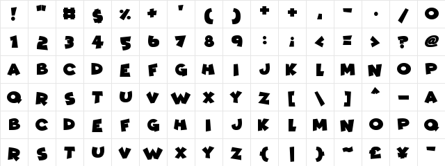 Comic Kings Regular  glyph index