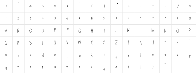 Sweet Corn Regular  glyph index