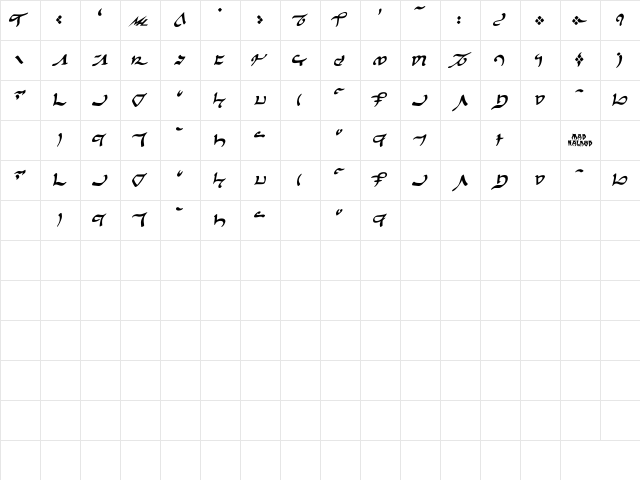 High_Talislan Bold  glyph index