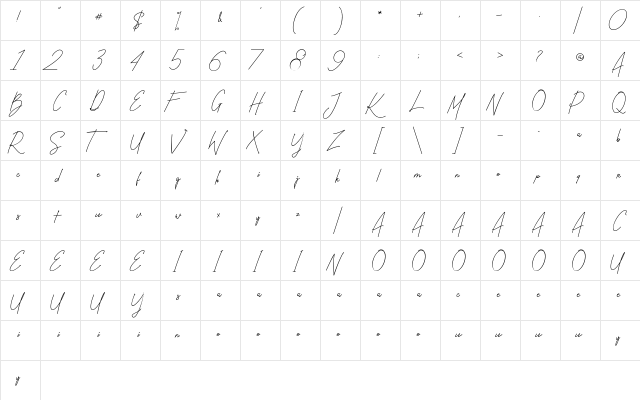 Ballistick Demo Regular  glyph index