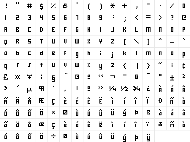 hooge 05_58 Regular  glyph index