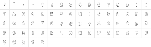 Spiky Regular  glyph index