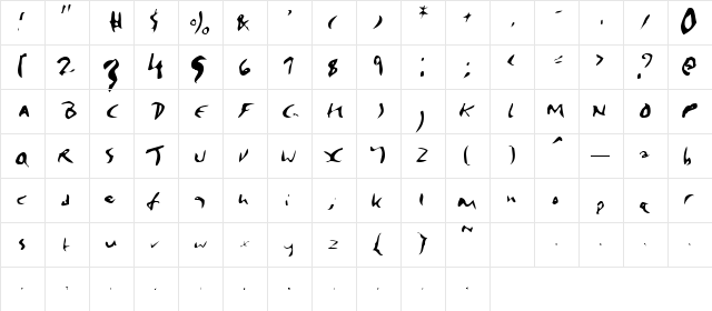 Dashieal Regular  glyph index