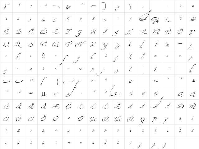 LinotypeZapfino Four  glyph index