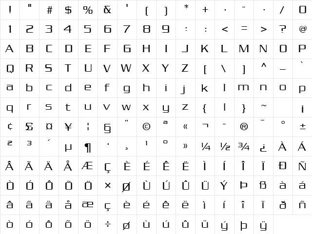 Chainlink Regular  glyph index