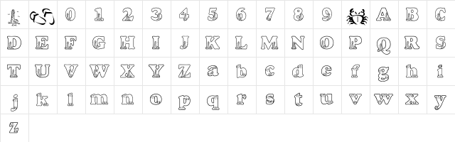 LMS Beach Scrawl Regular  glyph index