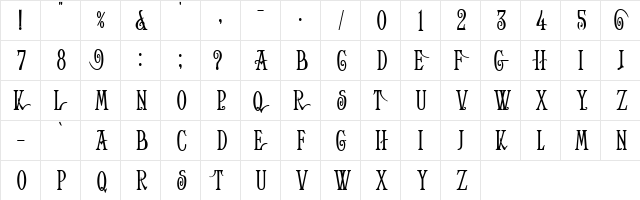 Helena-Wide Roman  glyph index