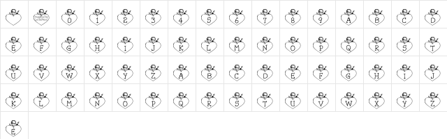 LCR Cupid's Heart Regular  glyph index