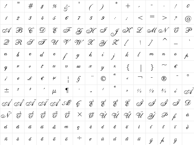 font139 Regular  glyph index