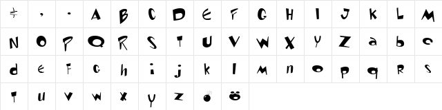 Toontime Regular  glyph index
