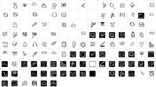 VeenPikto Regular  glyph index
