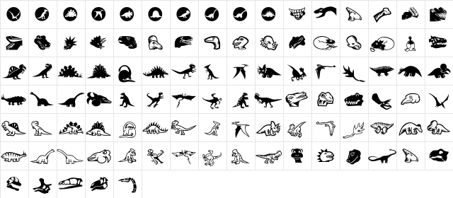 MiniPics LilDinos Regular  glyph index