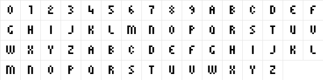 PXL8R Regular  glyph index