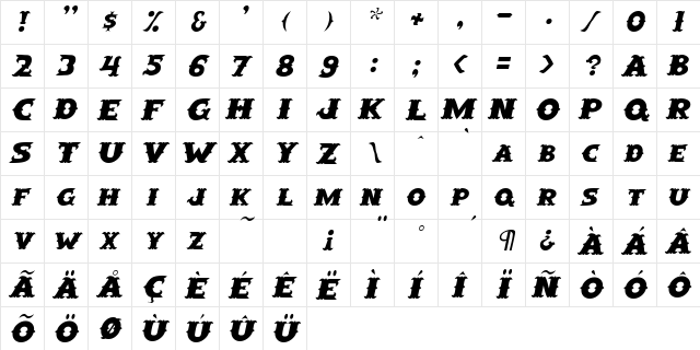 CowpokeSSK BoldItalic  glyph index