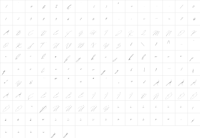 Hegomoni Signature Regular  glyph index