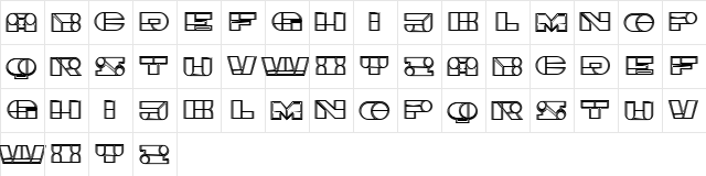 Imbecile Outlined Regular  glyph index