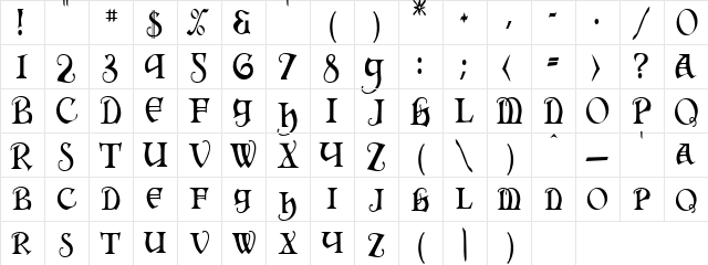 Hermia Regular  glyph index