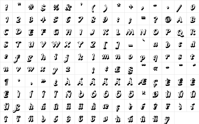 BarbedorTHeaItaSh1 Regular  glyph index