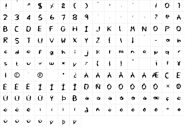 FZ WACKY 61 Normal  glyph index