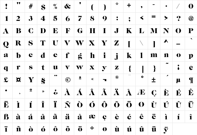 CaslonGraphiqueEF Regular  glyph index